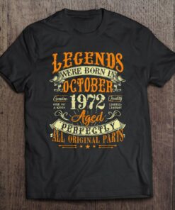 50Th Birthday Gift 50 Years Old Legends Born In October 1972 Retro 1