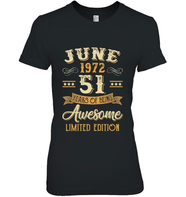 51 Years Awesome Vintage June 1972 51St Birthday