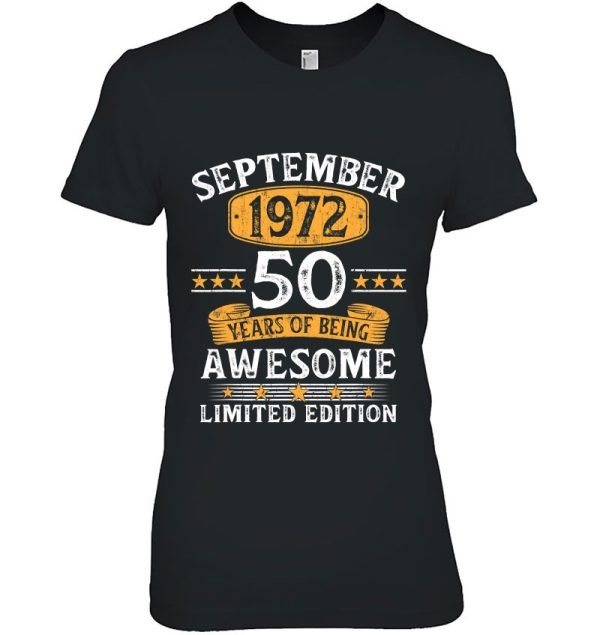 51 Years Old September 1972 Tee Vintage 51St Birthday