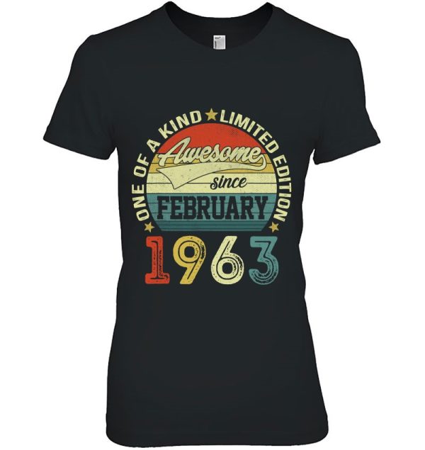 60Th Birthday Tees 60 Years Old Awesome Since February 1963 Birthday