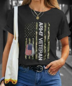 Army Veteran With American Flag T Shirt 2