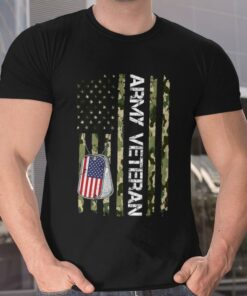 Army Veteran With American Flag T Shirt 3