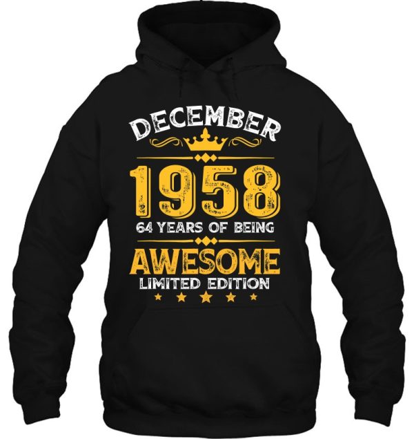 Awesome Since December 1958 64 Years Old 64Th Birthday Gifts