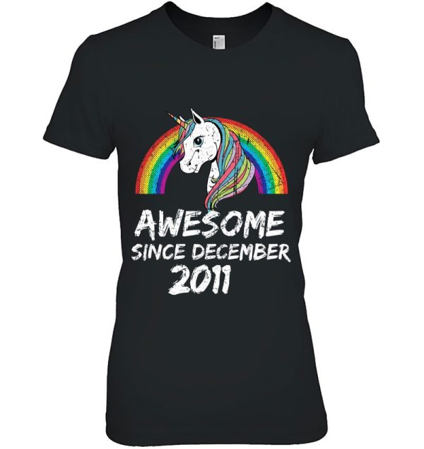 Awesome Since December 2011 Unicorn Rainbow