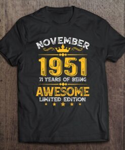 Awesome Since November 1951 71 Years Old 71St Birthday Gifts 1