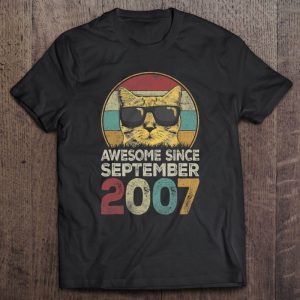 Awesome Since September 2007 15Th Birthday Gifts Cat Lovers