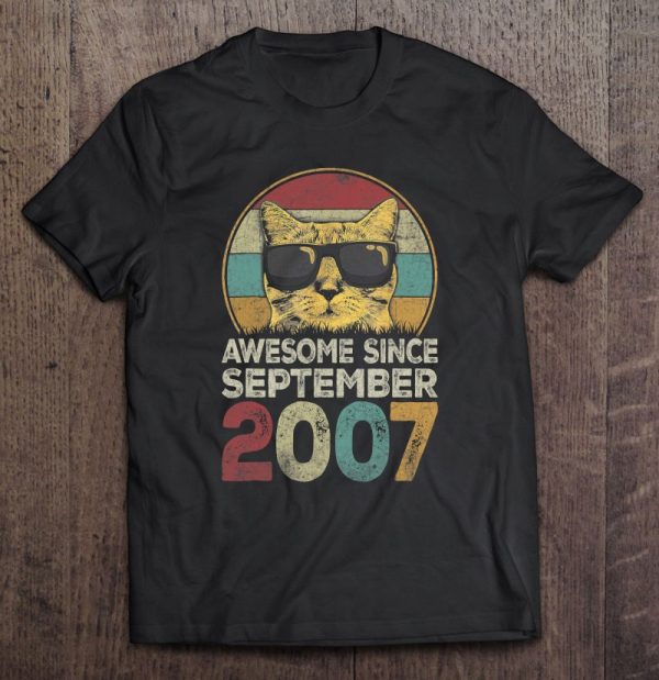 Awesome Since September 2007 15Th Birthday Gifts Cat Lovers