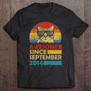 Awesome Since September 2014 8Th Birthday Gift Cat