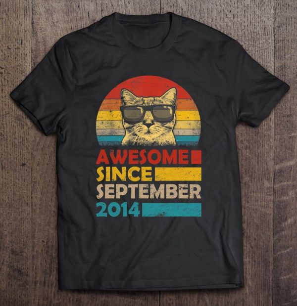 Awesome Since September 2014 8Th Birthday Gift Cat