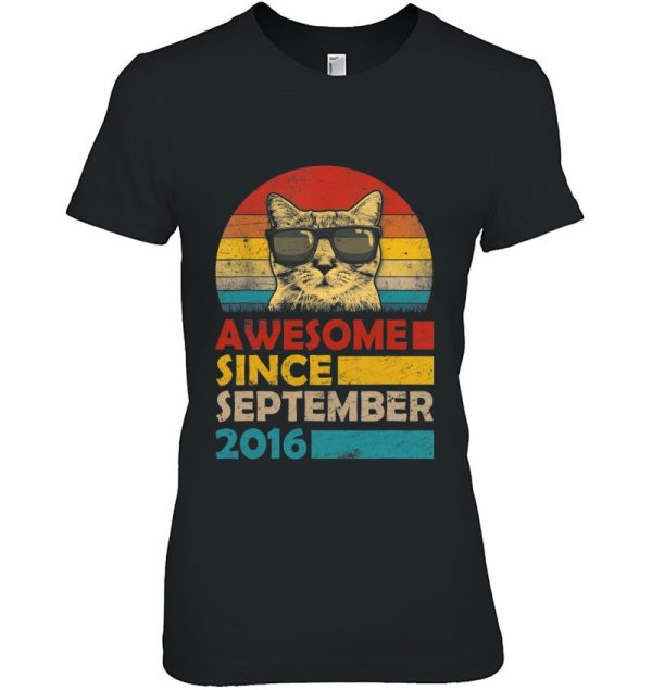 Awesome Since September 2016 6Th Birthday Gift Cat