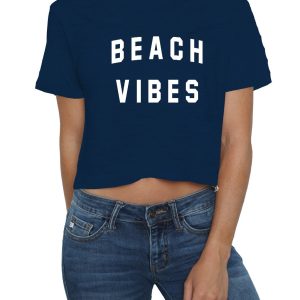 Beach Vibes Women’s 100% Cotton Crop Slub Tee