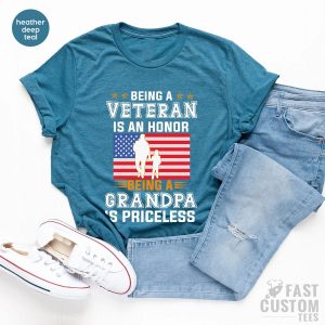 Being A Veteran is an Honor Being a Grandpa is Priceless Veteran Military T-Shirt