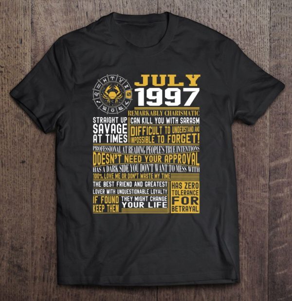 Best Born In July 1997 Facts Shirts For Mens Womens