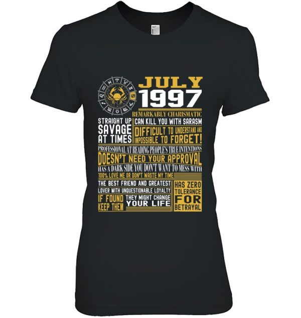 Best Born In July 1997 Facts Shirts For Mens Womens