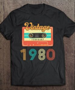 Born In Febuary 1980 40 Years Old Birthday Retro Cassette 1