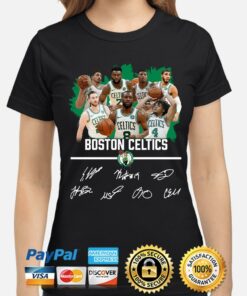 Boston Celtics Basketball Team Players Signatures T Shirt 2