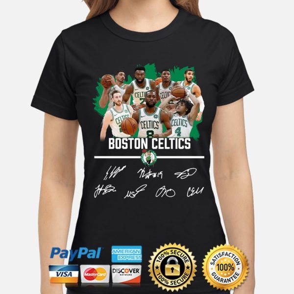 Boston Celtics Basketball Team Players Signatures T-Shirt