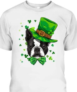 Boston Terrier Leprechaun St Patricks Day Dog Boys T Shirt 1