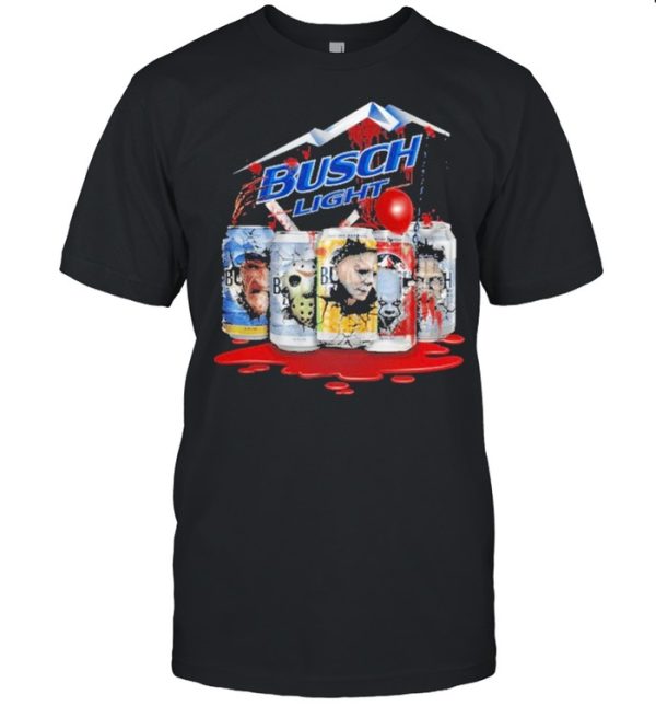 Busch Light T-Shirt Freddy Jason Michael Myers Leatherface Pennywise