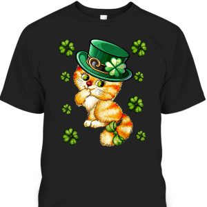 Cat Shamrock Leprechaun St Patricks Day T Shirt 1