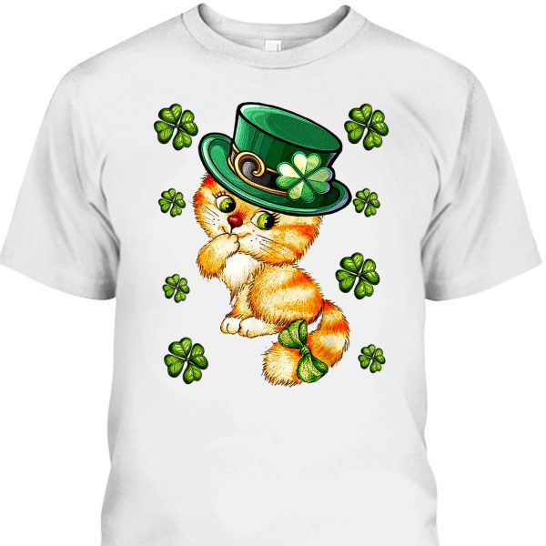 Cat Shamrock Leprechaun St Patrick’s Day T-Shirt