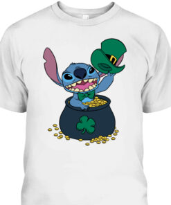Disney Stitch Pot Of Gold Shamrock St Patrick's Day T-Shirt 1 Disney Stitch Pot Of Gold Shamrock St Patricks Day T Shirt 2