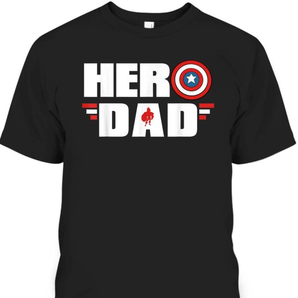 Father’s Day T-Shirt Captain America Shield Hero Dad Gift For Marvel Fans
