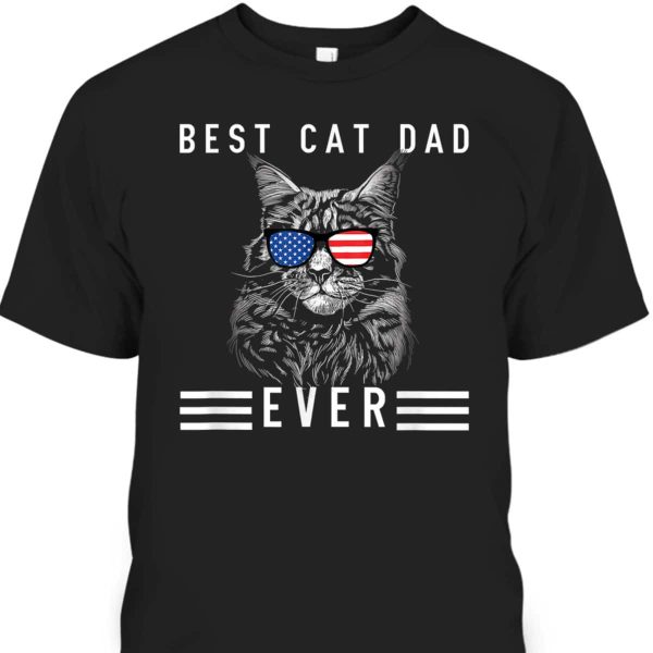 Father’s Day T-Shirt Maine Coon Best Cat Dad Ever Cool Gift For Dad