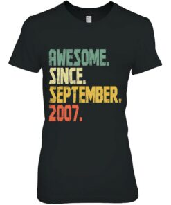 Funny 15 Years Old Shirt Awesome Since September 2007 15Th Birthday 2