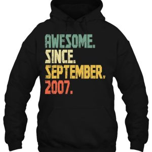 Funny 15 Years Old Shirt Awesome Since September 2007 15Th Birthday 3