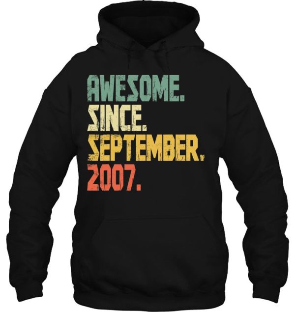 Funny 15 Years Old Shirt- Awesome Since September 2007 15Th Birthday