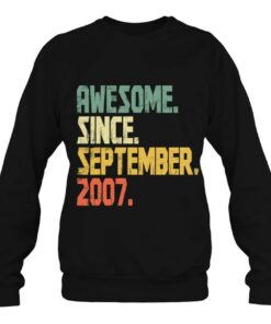 Funny 15 Years Old Shirt Awesome Since September 2007 15Th Birthday 4