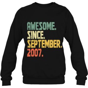 Funny 15 Years Old Shirt Awesome Since September 2007 15Th Birthday 4