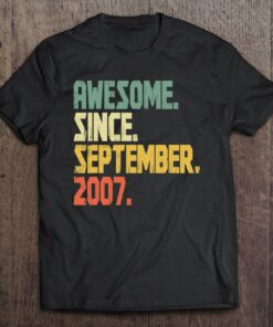 Funny 15 Years Old Shirt Awesome Since September 2007 Vintage 1