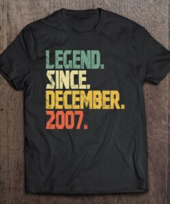 Funny 16 Years Old Shirt Vintage Legend Since December 2007 Retro 1