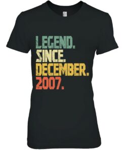 Funny 16 Years Old Shirt Vintage Legend Since December 2007 Retro 2