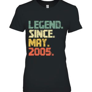 Funny 18 Years Old Shirt Boys Girls Legend Since May 2005 Vintage