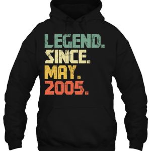 Funny 18 Years Old Shirt Boys Girls Legend Since May 2005 Vintage 3