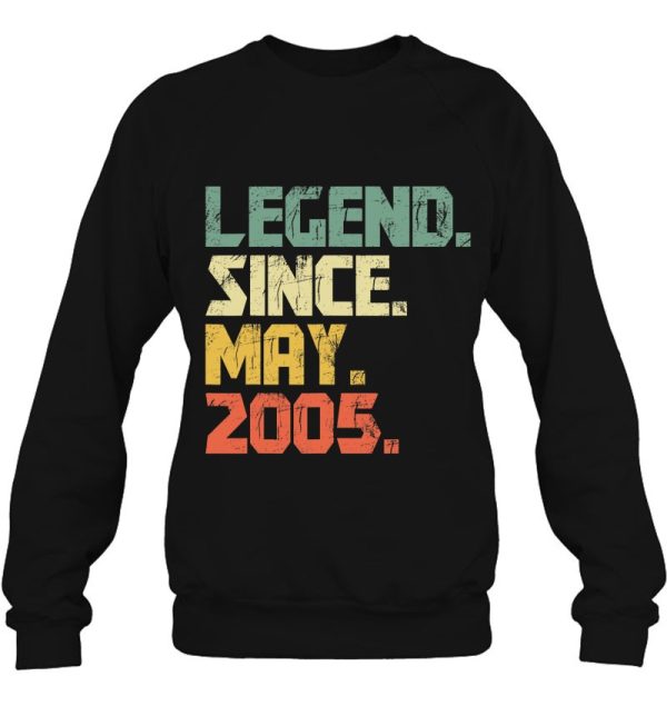 Funny 18 Years Old Shirt Boys Girls Legend Since May 2005 Vintage