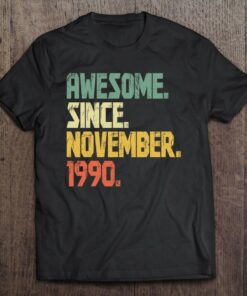 Funny 32 Years Old Shirt Vintage Awesome Since November 1990 Years 1