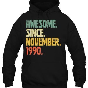 Funny 32 Years Old Shirt Vintage Awesome Since November 1990 Years 3