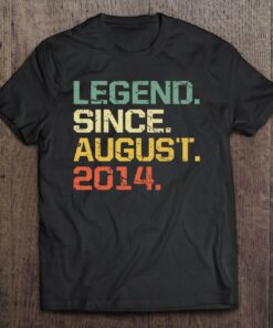 Funny 8 Years Old Shirt Vintage Legend Since August 2014 Birthday 1