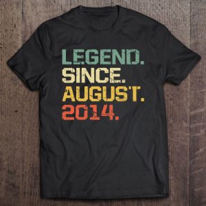 Funny 8 Years Old Shirt- Vintage Legend Since August 2014 Birthday