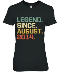 Funny 8 Years Old Shirt Vintage Legend Since August 2014 Birthday 2