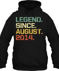 Funny 8 Years Old Shirt Vintage Legend Since August 2014 Birthday 3