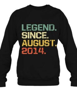 Funny 8 Years Old Shirt Vintage Legend Since August 2014 Birthday 4