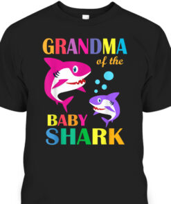 Funny Mothers Day T Shirt Grandma Of The Baby Shark 1