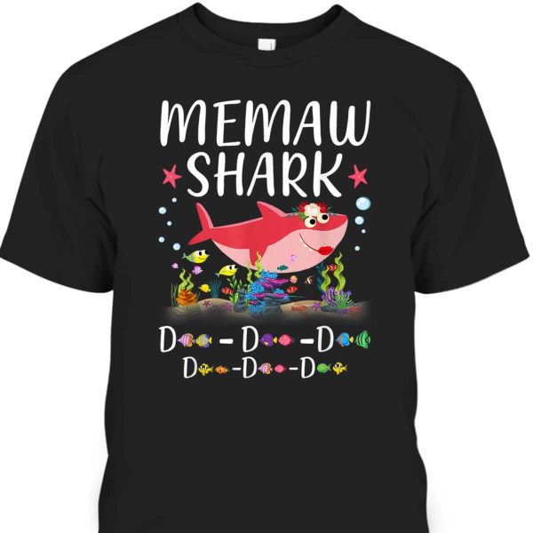 Funny Mother’s Day T-Shirt Memaw Shark Gift For Mom