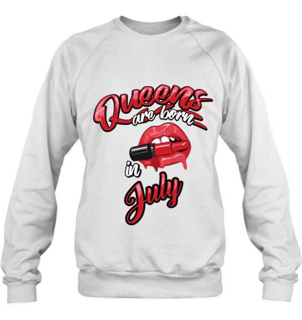 Funny Queens Are Born In July Gift For Women Cool Red Lips