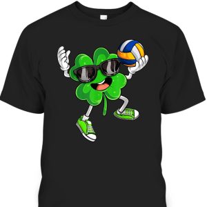 Funny Volleyball Shamrock Lucky Clover Irish St Patrick’s Day T-Shirt